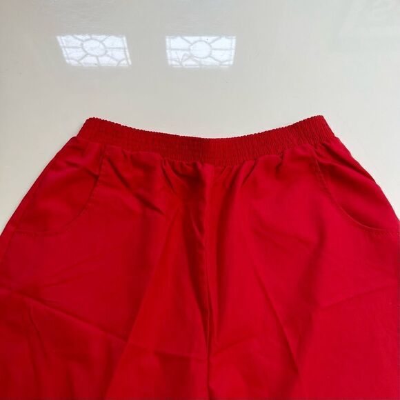 Retro Cherry Red Vintage 1980s High Waisted Front Pocket Cotton Shorts - Picture 3 of 5